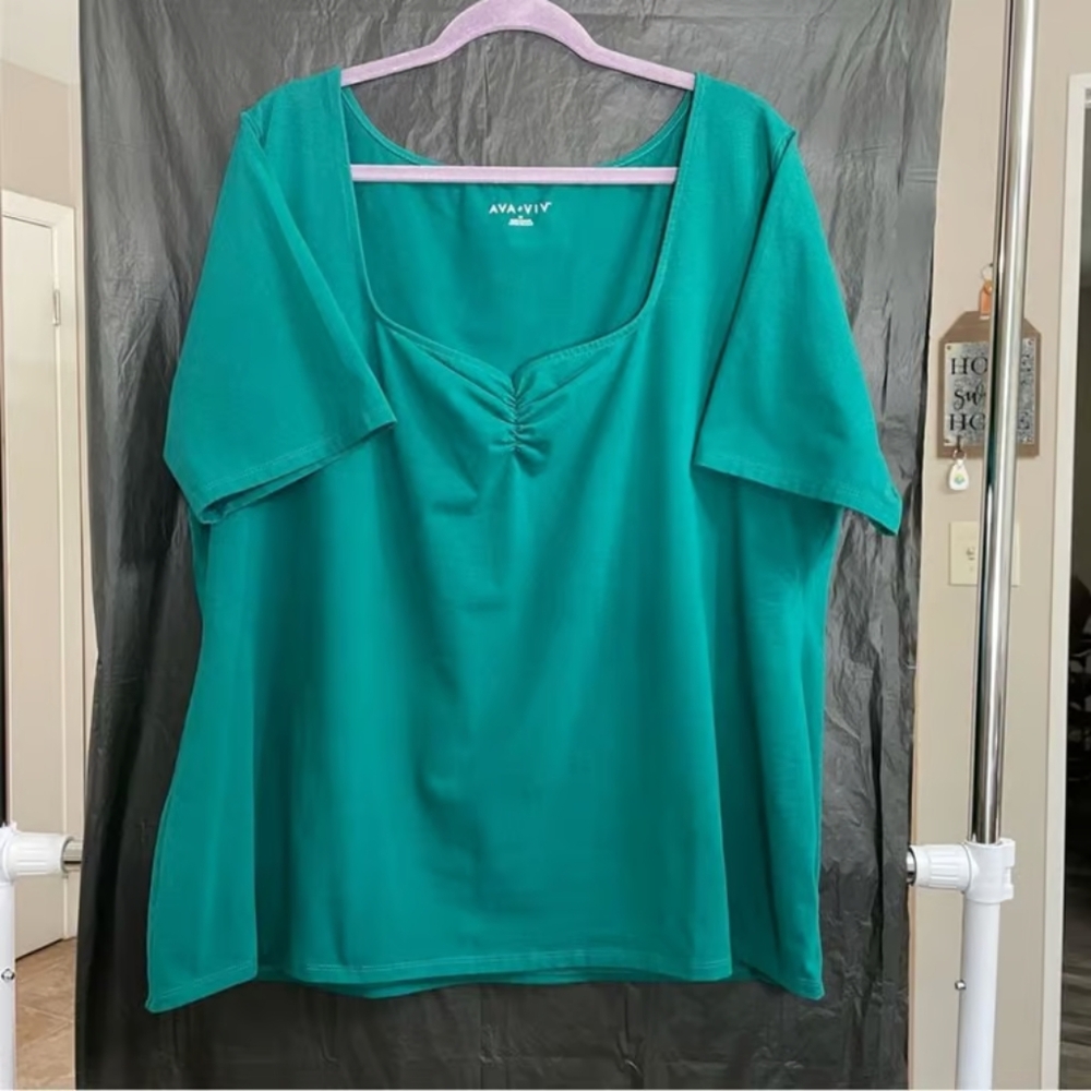 Vanity Green Blouse with Square Neckline and Tie Front